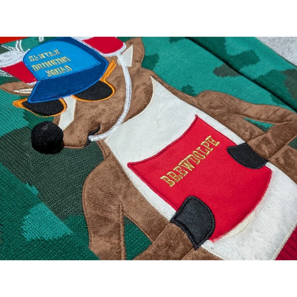 Blizzard Bay Mens Ugly Christmas Sweater Reindeer Beer Drinking‎ Camo Small